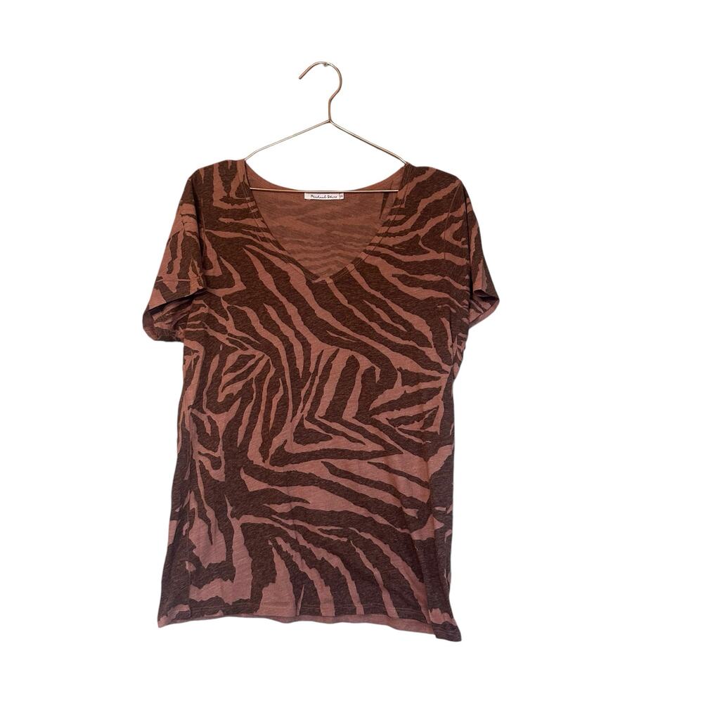 Michael stars v neck short sleeve one size animal print